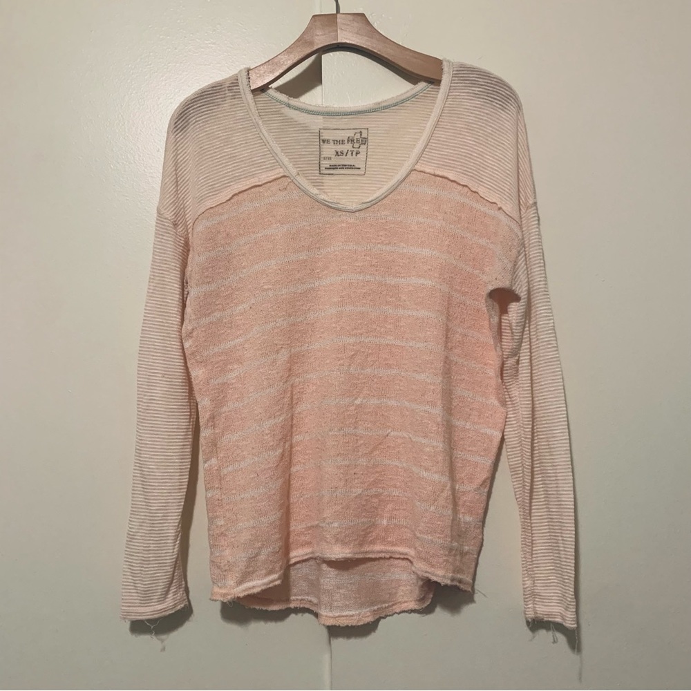 We the Free Peach Striped Oversized‎ Long Sleeve